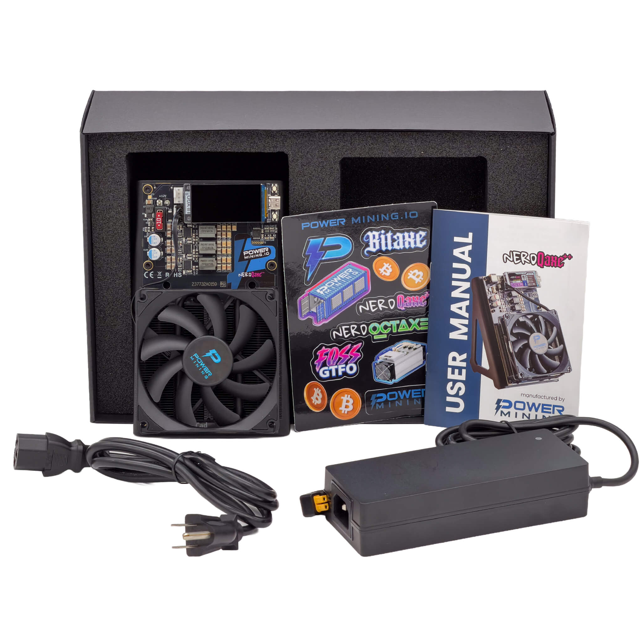 NerdQaxe++ 6 TH/s - Bitcoin Miner with Metal Stand, 100W – Power