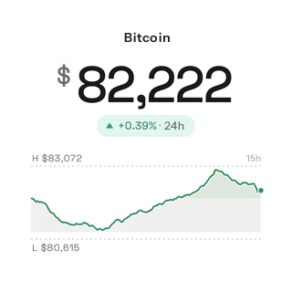 Bitcoin price screen with a 24-hour chart