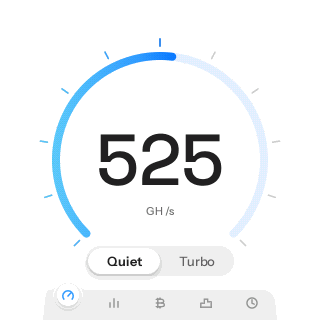 Hashrate screen in Quiet mode