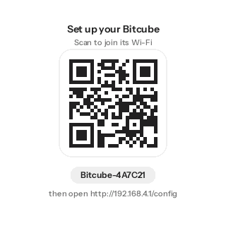Setup screen with a QR code